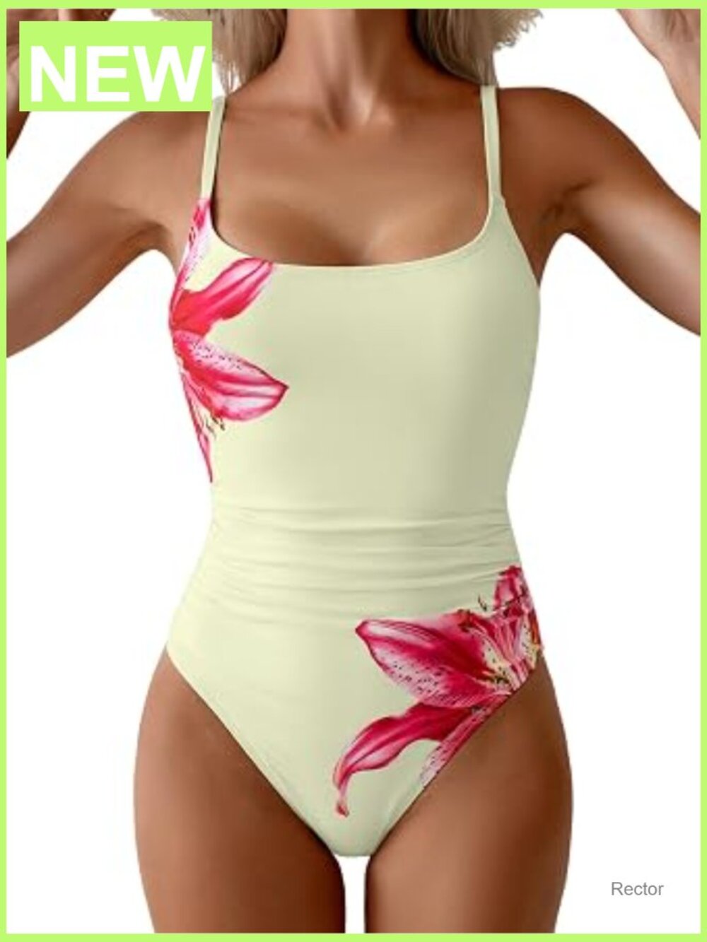 Women's Tummy Control One Piece Swimsuit Square Neck Tie Back Full Coverage